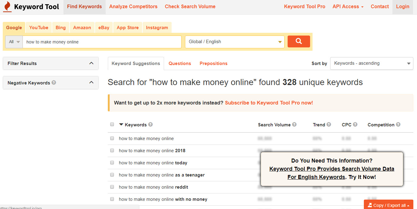 Keyword Tool io make money online