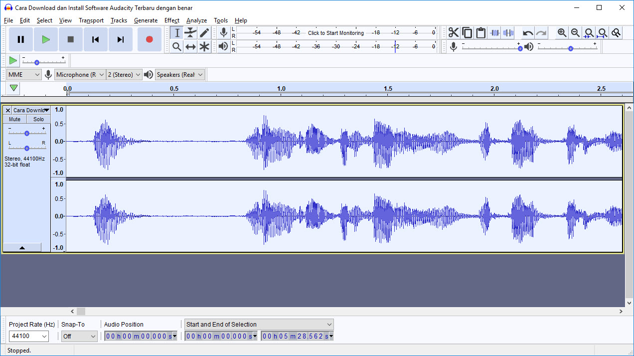 Audacity Audio bersih dari noise 04