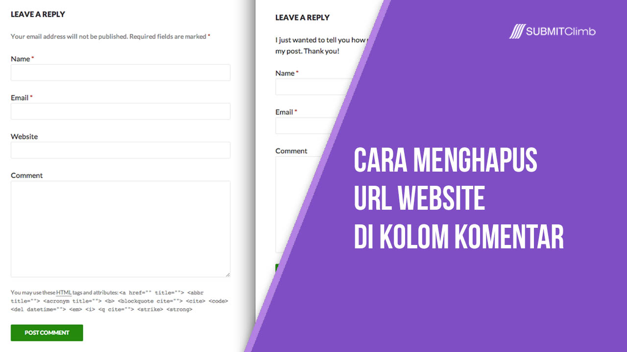 Cara Menghapus Kotak Pengisian URL Website di Kotak Komentar