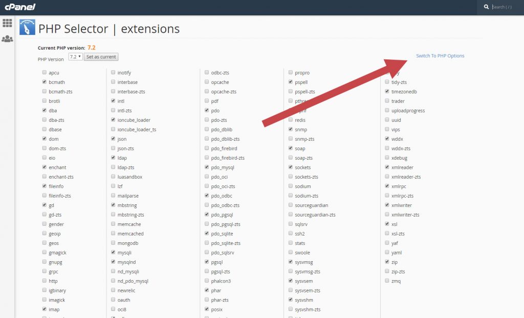 Switch to PHP Extensions