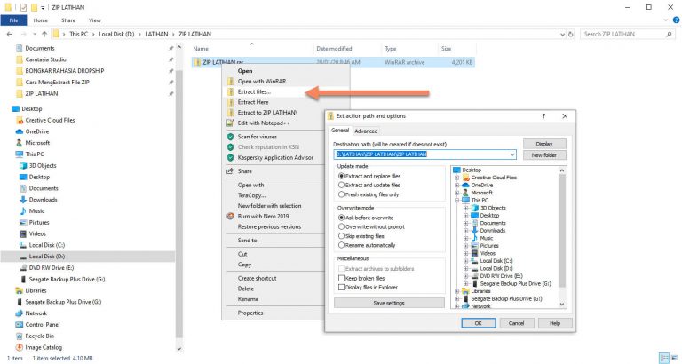 Cara Mudah Extract File ZIP Atau RAR Di Komputer PC Dan Laptop.