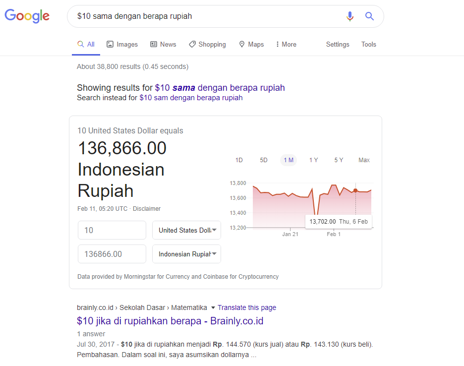 $10 sama dengan berapa rupiah