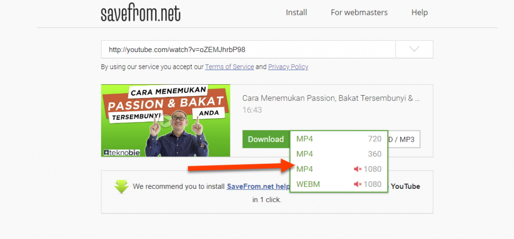Safefrom untuk download video