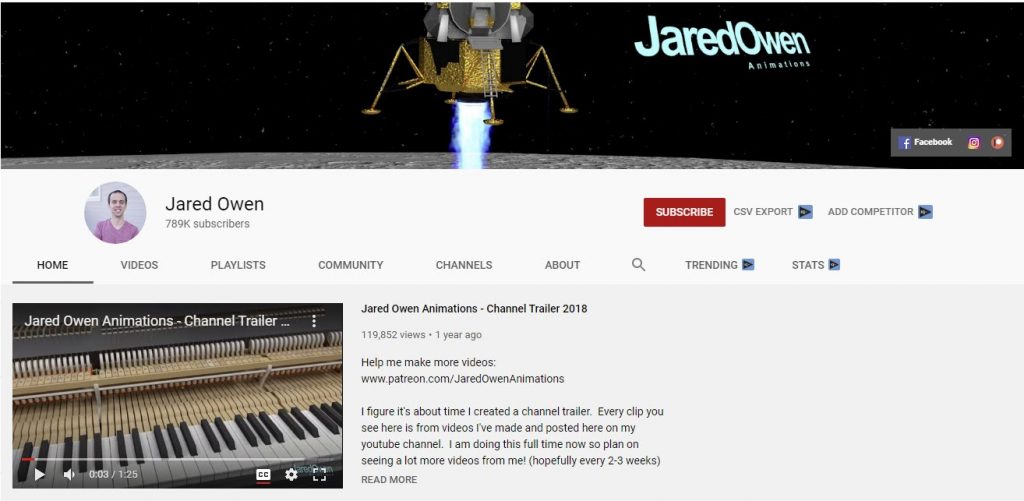 Jared Owen Membangun Channel YouTube