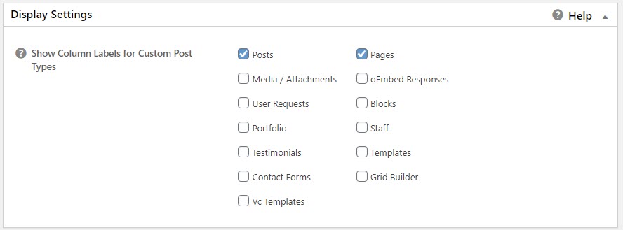 Mengatur kolom Display Settings