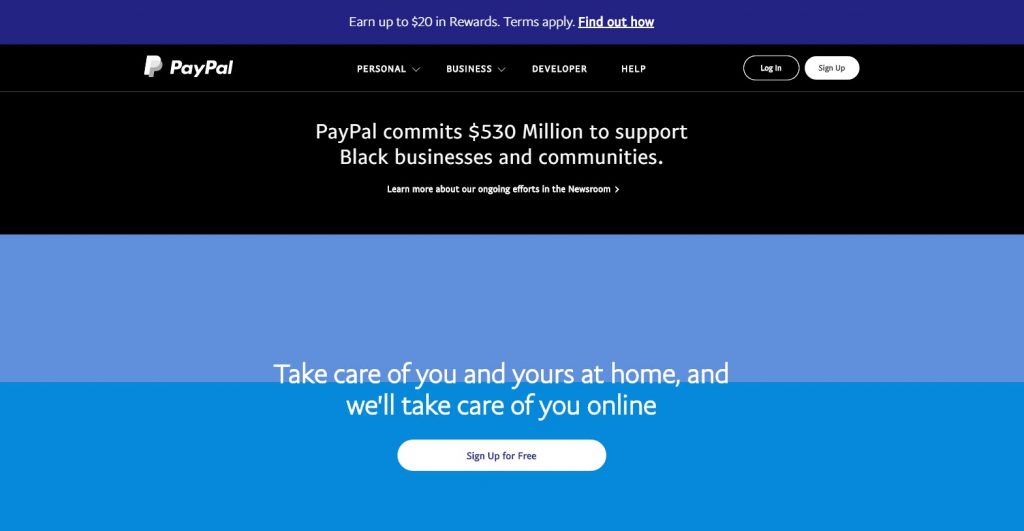 website paypal menggunakan warna biru