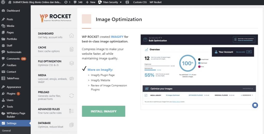 Pengaturan Image Optimization WP Rocket