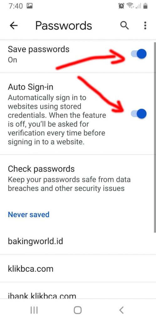 Cara menambahkan password via auto save Google password manager 4